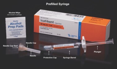 <ul>
<li>Wash your hands with soap and water.
<li>The medicine inside your Icatibant Injection prefilled syringe should be clear and colorless. <li>Do not use your Icatibant Injection prefilled syringe if the syringe contains particles, is cloudy, or an unusual color.
</ul>
You will need the following supplies:
<ul>
<li>Your Icatibant Injection carton that includes 1 single use Icatibant Injection prefilled syringe and 1 needle
<li>An alcohol wipe (not included)
</ul> 1. Preparing Your Icatibant Injection